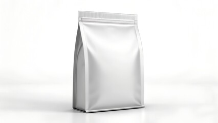 White stand up pouch mockup for coffee beans packaging template isolated on white background design