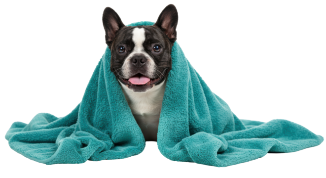 Isolated Dog with Towel
