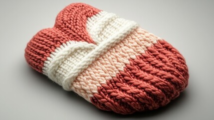 Hand Knitted Cozy in Dusty Rose Cream and Blush Pink