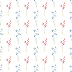 Seamless background, floral minimalist pattern with watercolor flowers. Repeat fabric wallpaper print texture. Perfectly for wrapped paper, backdrop.