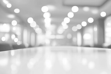 Abstract blur modern business office white and gray bokeh lights background with motion blur for your design 
