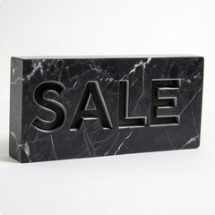 Marble "SALE" Sign on White Background