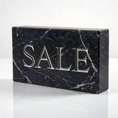 Marble "SALE" Sign with Letters on Reflective Surface