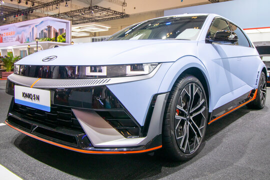 Tangerang, Banten, Indonesia, July 20, 2024. Hyundai IONIQ 5 N electric vehicle showcased at the 2024 Gaikindo Indonesia International Auto Show (GIIAS) automotive event.