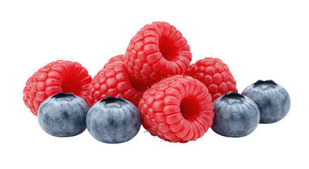 Isolated Raspberries and Blueberries