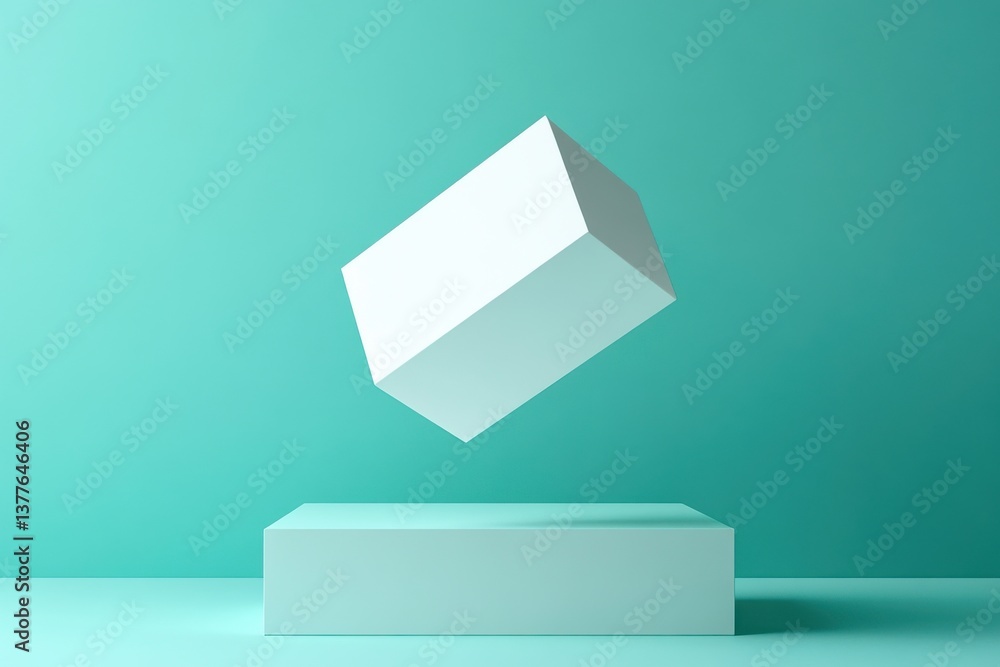 Aufkleber floating white geometric shapes against a turquoise backdrop create a modern and minimalistic design