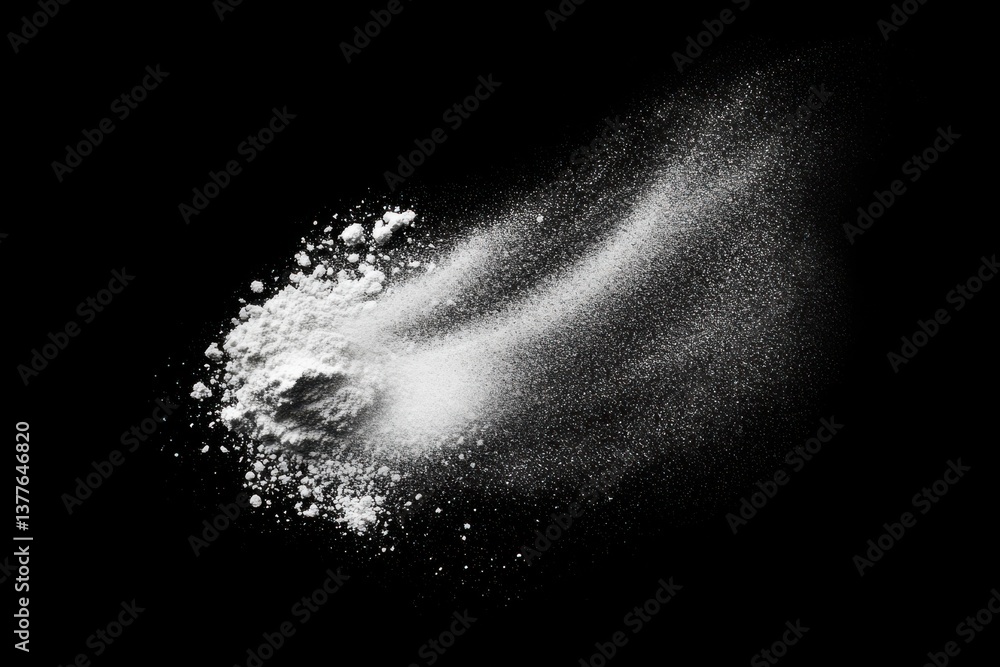 Aufkleber white powder dispersing in the air against a dark background creating an abstract visual effect