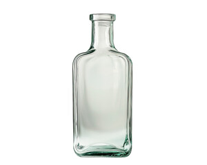 Clear glass bottle ready for various beverage creations, showcasing simplicity and versatility in design. isolated on a transparent or white background