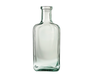 Clear glass bottle ready for various beverage creations, showcasing simplicity and versatility in design. isolated on a transparent or white background