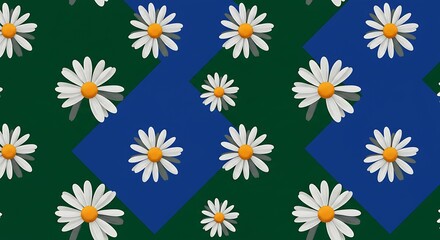Daisies & Geometry: A Vibrant Floral Pattern AI Generated