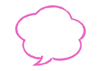 こもこした雲のような吹き出し　クレヨンのような線　ピンク
