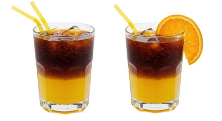 Isolated Two Glasses of Coffee Orange Cocktail