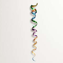 Colorful Spiraling Metal Ribbon Sculpture on White Background