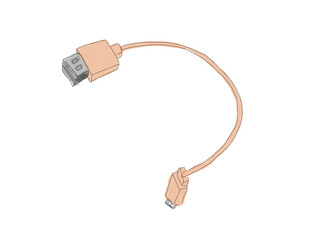 usb cable on white background