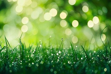 Obraz premium Concept Save the world save environment The world is in the grass of the green bokeh background 