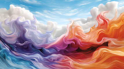 Obraz premium Marble-inspired pastel texture with flowing swirls of soft coral, lavender, and sky blue 