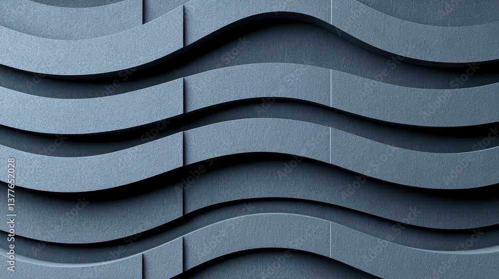 Poster a textured wall design featuring wavy patterns in a blue-gray hue, creating a modern and dynamic vis