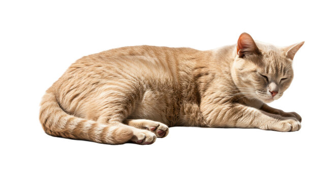 Isolated Ginger Cat Resting