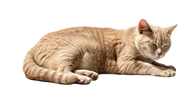 Isolated Ginger Cat Resting