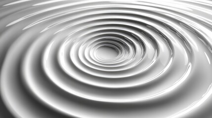 Obraz premium Abstract minimalist design with a white background featuring circular ripples and concentric circles of light in the center, ideal for backgrounds or screens, showcasing elegance and simplicity. 