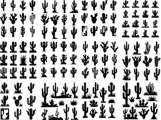 Cactus Desert Silhouette | Wild West and Nature Landscape Vector Collection

