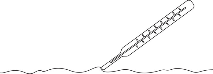 Continuous one line drawing medical thermometer. Medicine.