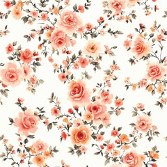 Fototapeta premium Elegant floral pattern design textile art colorful roses decorative background artistic style
