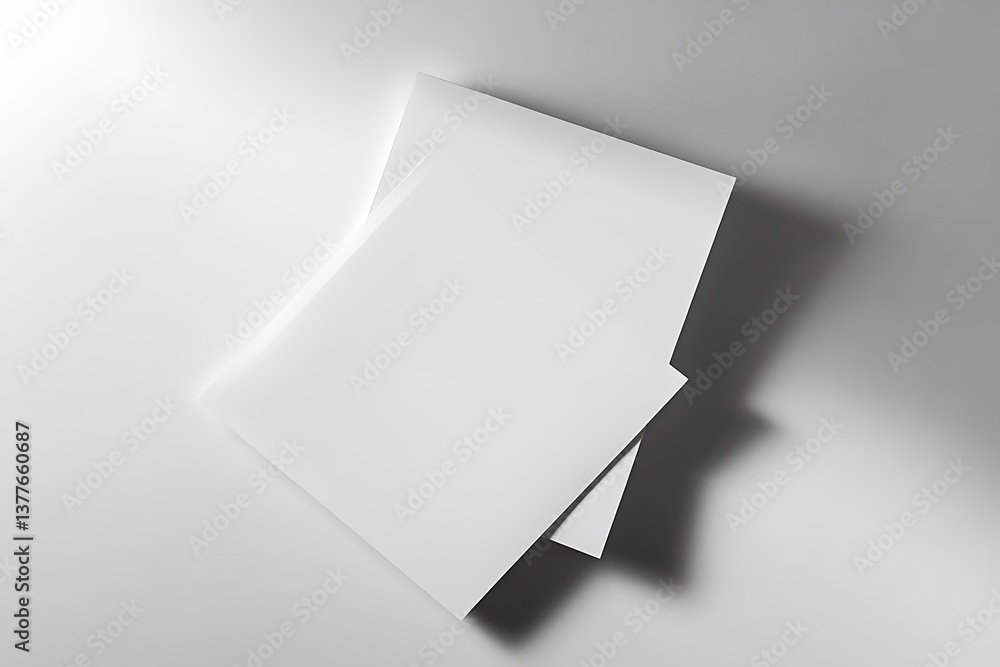 Poster minimalist white paper sheets mockup on a white background with clean simple design