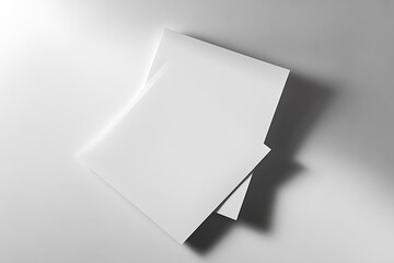 Minimalist White Paper Sheets Mockup on a White Background with Clean Simple Design