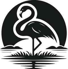 Black flamingo vector