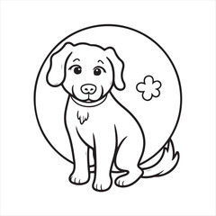 Hand drawn dog logo isolated on white background