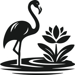 Black flamingo vector