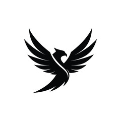 Obraz premium Minimalist black silhouette of a soaring eagle, sharp and sleek vector logo design