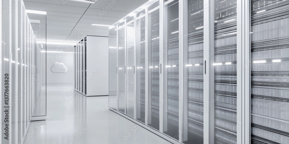Aufkleber Modern data center server room with sleek design Generative AI