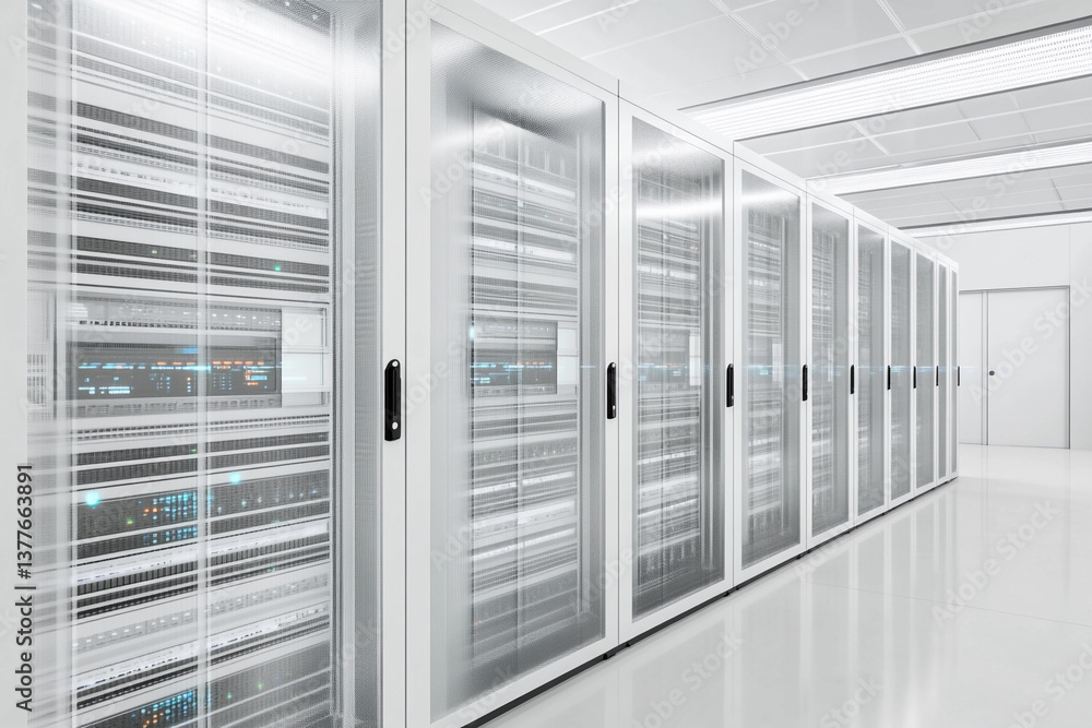 Aufkleber Modern data center with efficient server room layout Generative AI