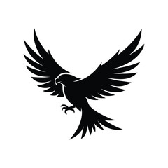 Fototapeta premium Flying hawk silhouette with outstretched wings, clean and professional vector design