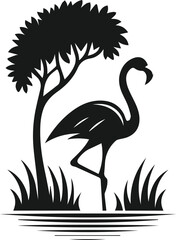 Black flamingo vector
