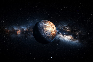 Fototapeta premium Venus planet from space round black background isolated milkyway 