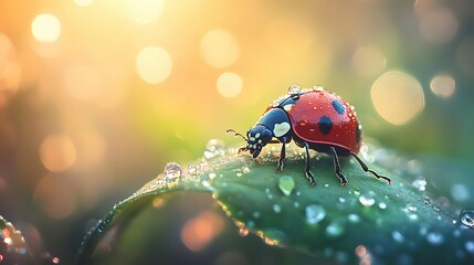 Obraz premium High definition creative ladybug close-up image
