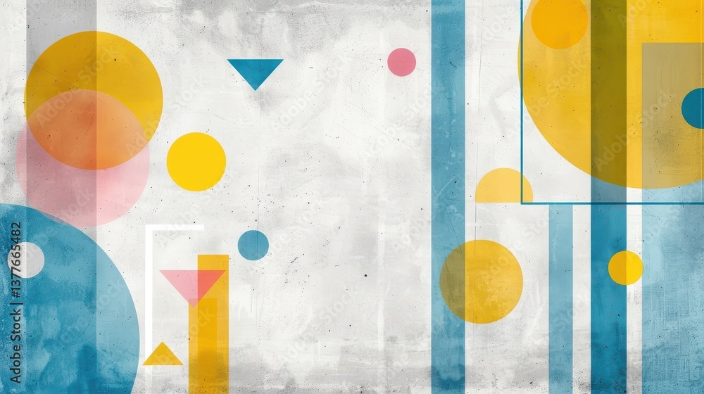 Poster colorful abstract painting with various shapes and geometric patterns, a modern art exploration of c