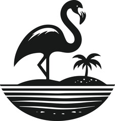 Black flamingo vector