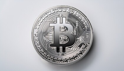 silver bitcoin on white