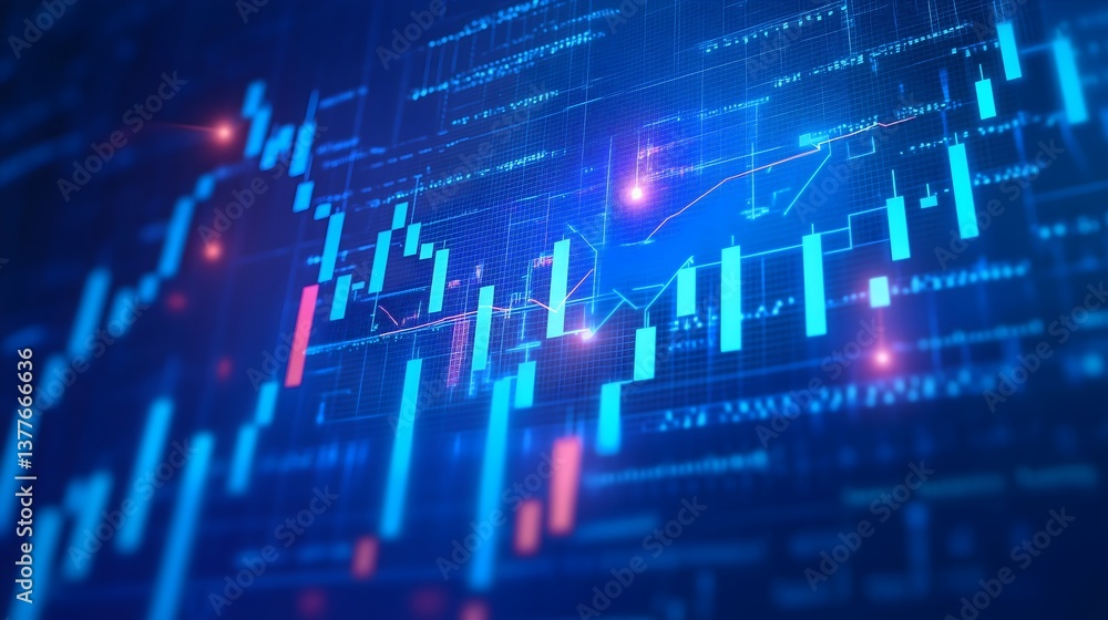 Poster trading data visualization: a dynamic visual representation of financial data, showcasing fluctuatin