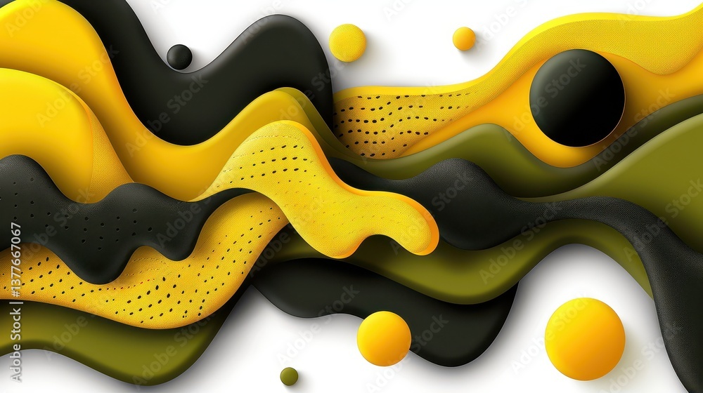 Poster dynamic yellow and black abstract background, a modern vibrant design with creative shapes patterns