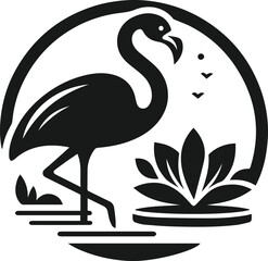Black flamingo vector