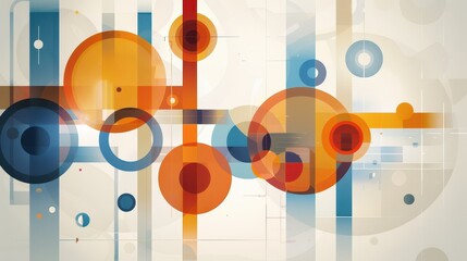 Obraz premium Colorful abstract background with dynamic circles and squares, a vibrant modern design