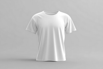 Realistic Plain White TShirt Garment Isolated on Light Gray Background Studio