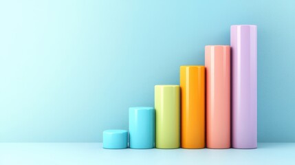 Colorful bar chart on blue background, a visual representation of data analysis for business and finance