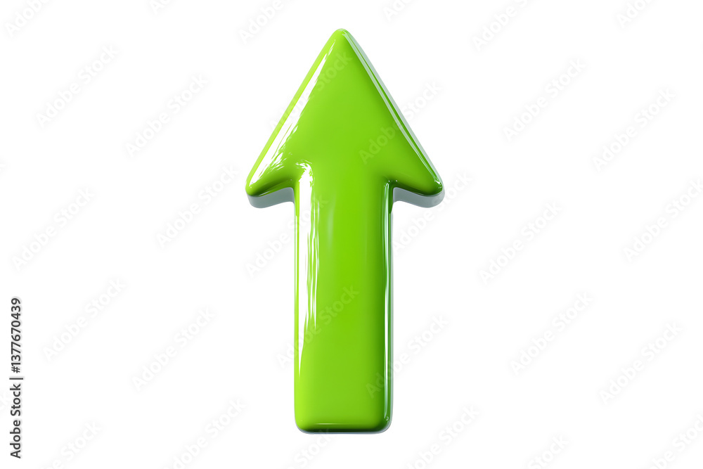 Poster green upward arrow isolated on a white background. clean and glossy design. concept of direction and