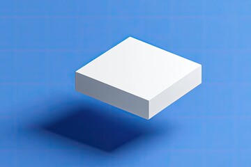 Blank white cube, levitating on a blue background